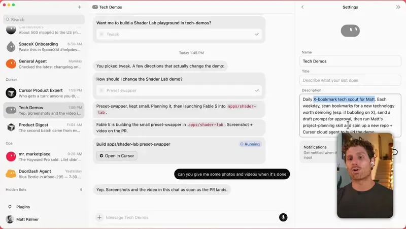 Bot 的 Settings 頁面:Name、Title、Description 三個欄位就是職責說明的填寫位置