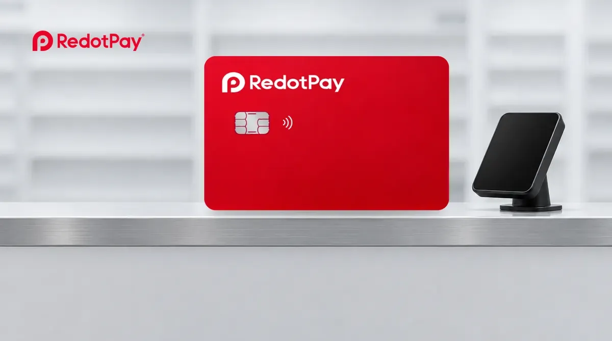 RedotPay 紅色實體卡與品牌標誌