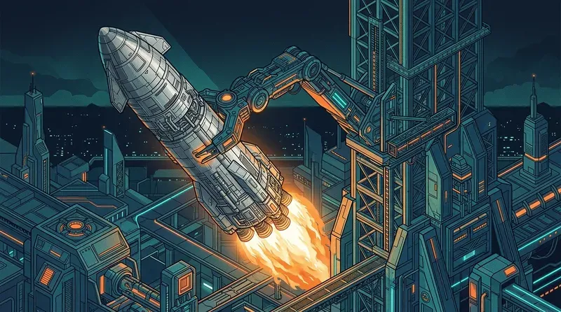 Figure 3. Starship and the Mechazilla tower catch system