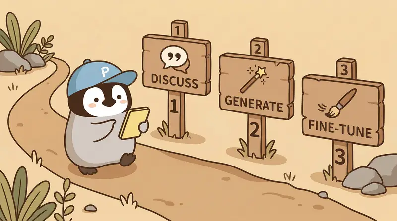 Three-step workflow diagram
