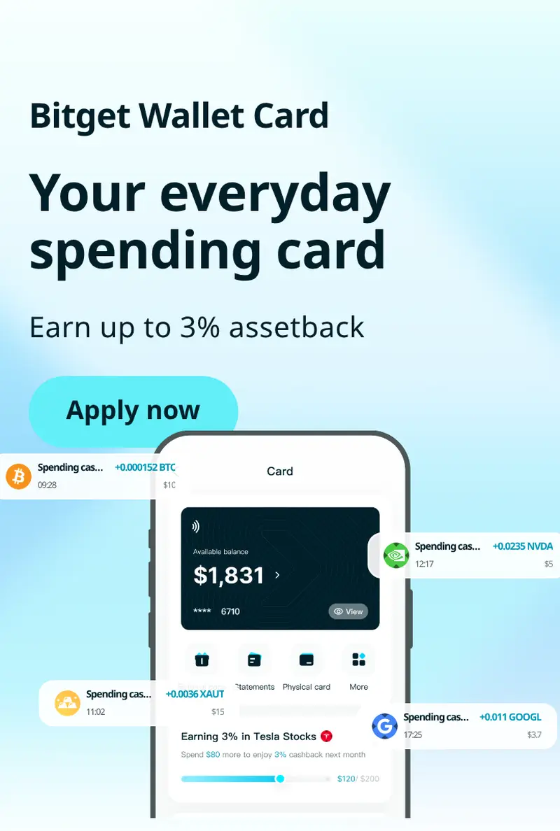 Bitget Wallet Card 官方頁面,標示最高 3% 資產返現