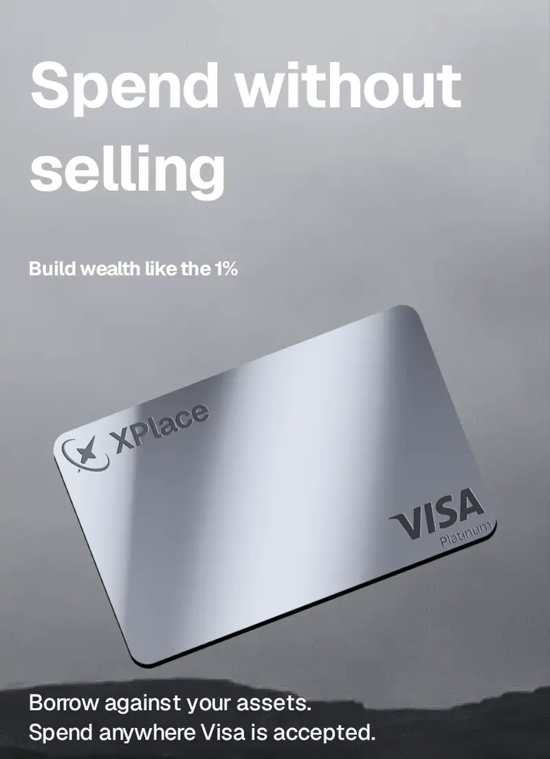 XPlace 官網首頁的 Spend without selling 標語與 Platinum 卡片