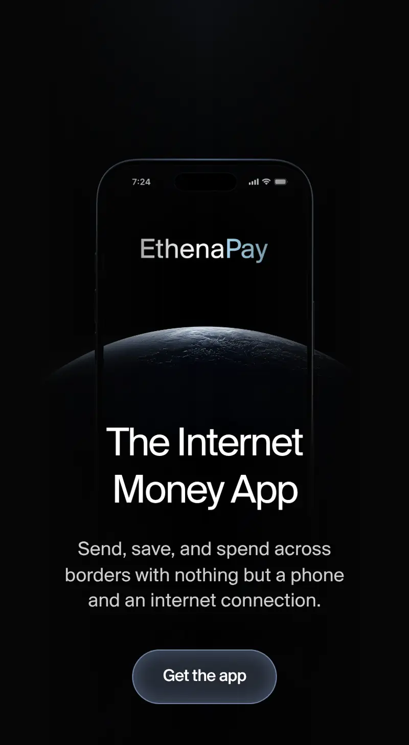 Ethena Pay 官網首頁的 App 畫面