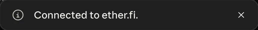 Claude 顯示 Connected to ether.fi. 的提示