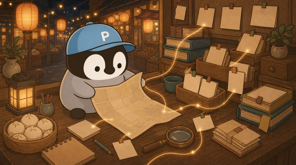 Penchan checking mainland data clues under night market lights