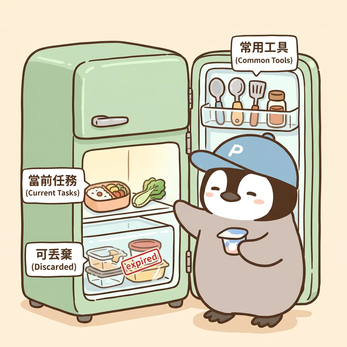 Treat 1M context like a refrigerator: organize by category, common vs current vs disposable